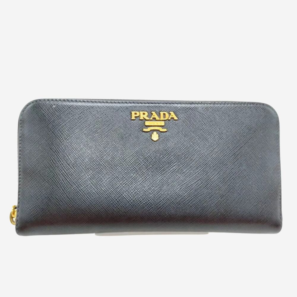 Prada Saffiano Long Wallet Black Leather